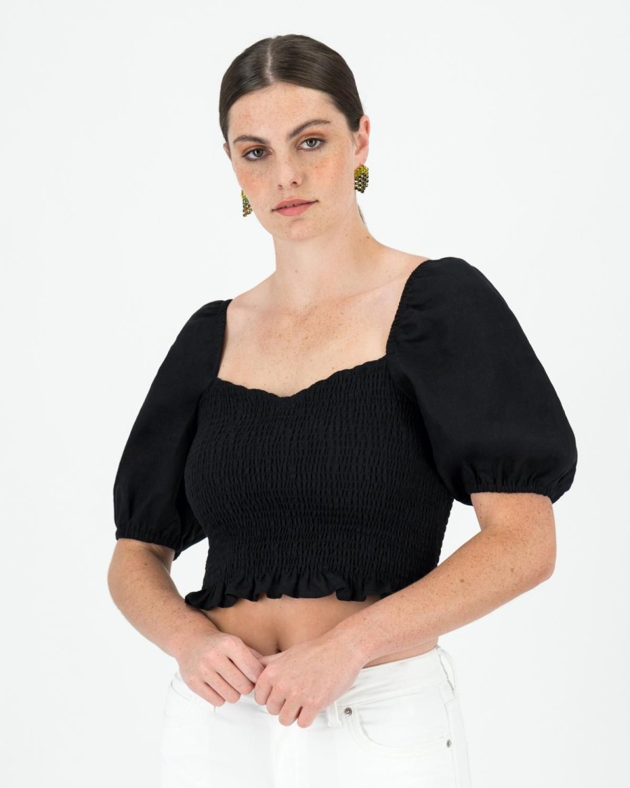 Old Khaki Shirts & Blouses | Women'S Liliana Off-Shoulder Top Black