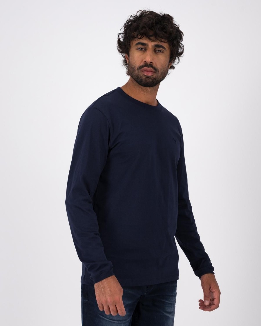 Old Khaki T-Shirts | Men'S Marc Crew Long Sleeve T-Shirt Navy