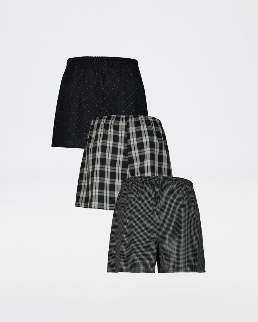 Old Khaki Socks & Underwear | Men'S Woven Boxers 3-Pack Black