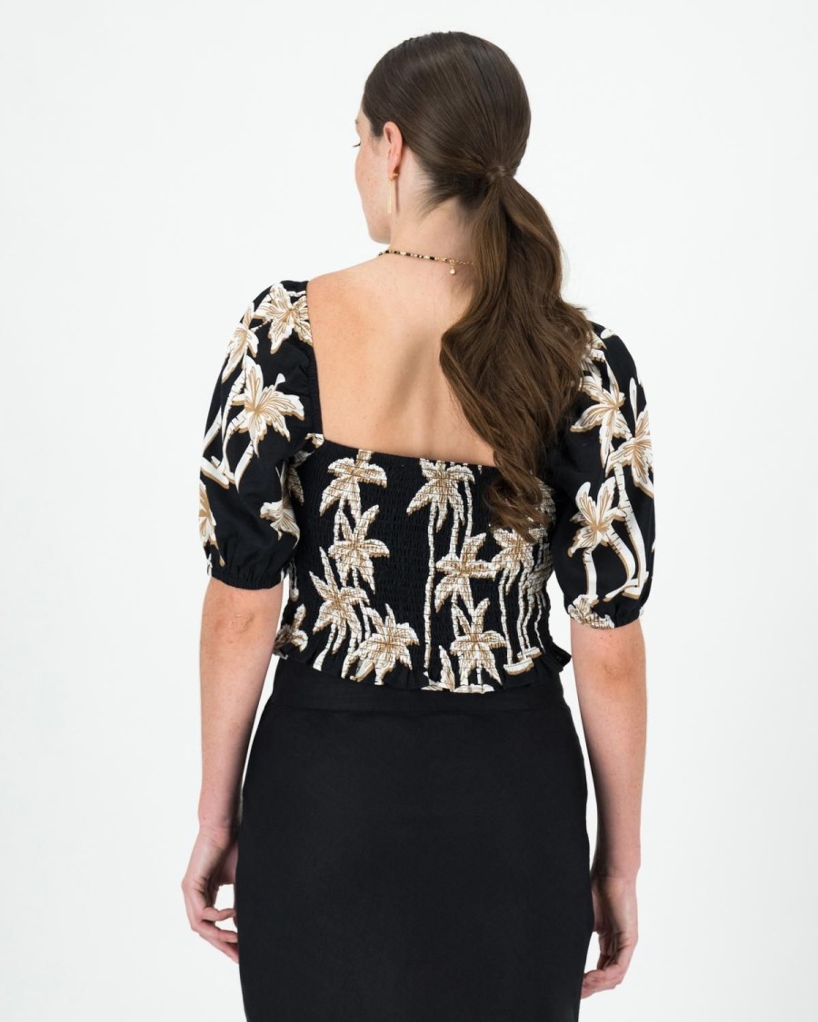 Old Khaki Shirts & Blouses | Women'S Gloria Shirred Blouse Black