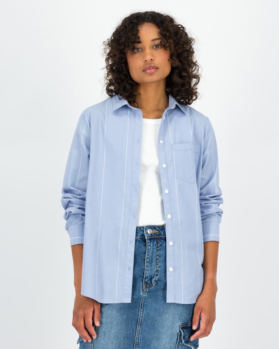 Old Khaki Shirts & Blouses | Women'S Jodi Stripe Shirt Blue