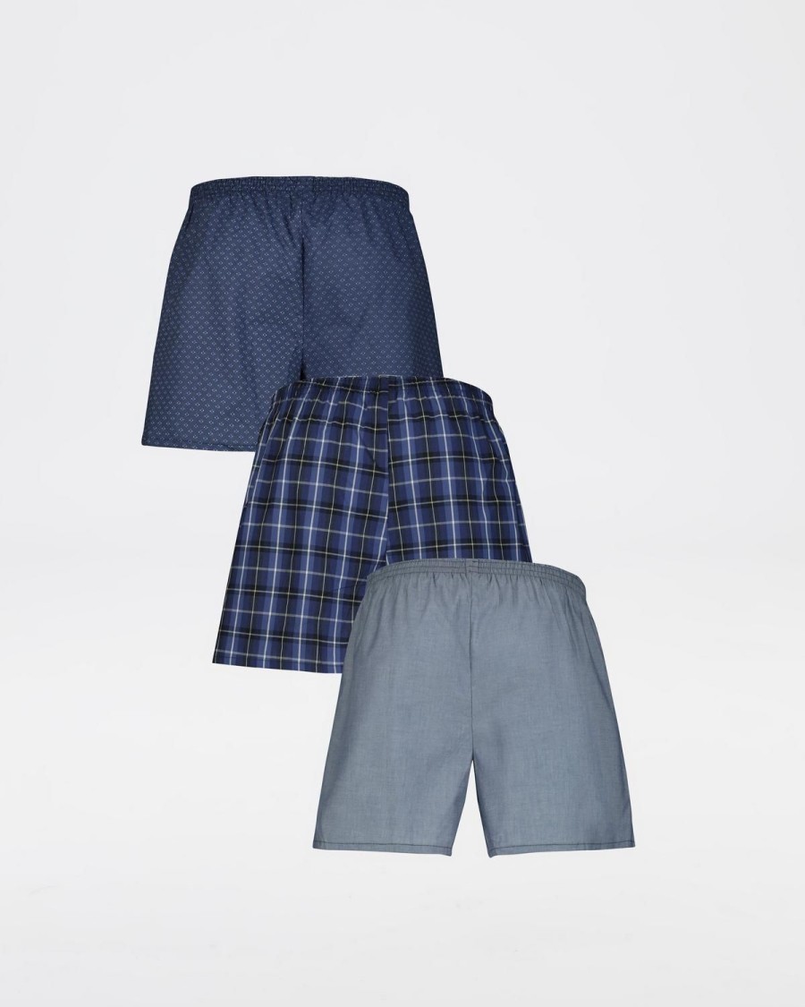 Old Khaki Socks & Underwear | Men'S Woven Boxers 3-Pack Navy