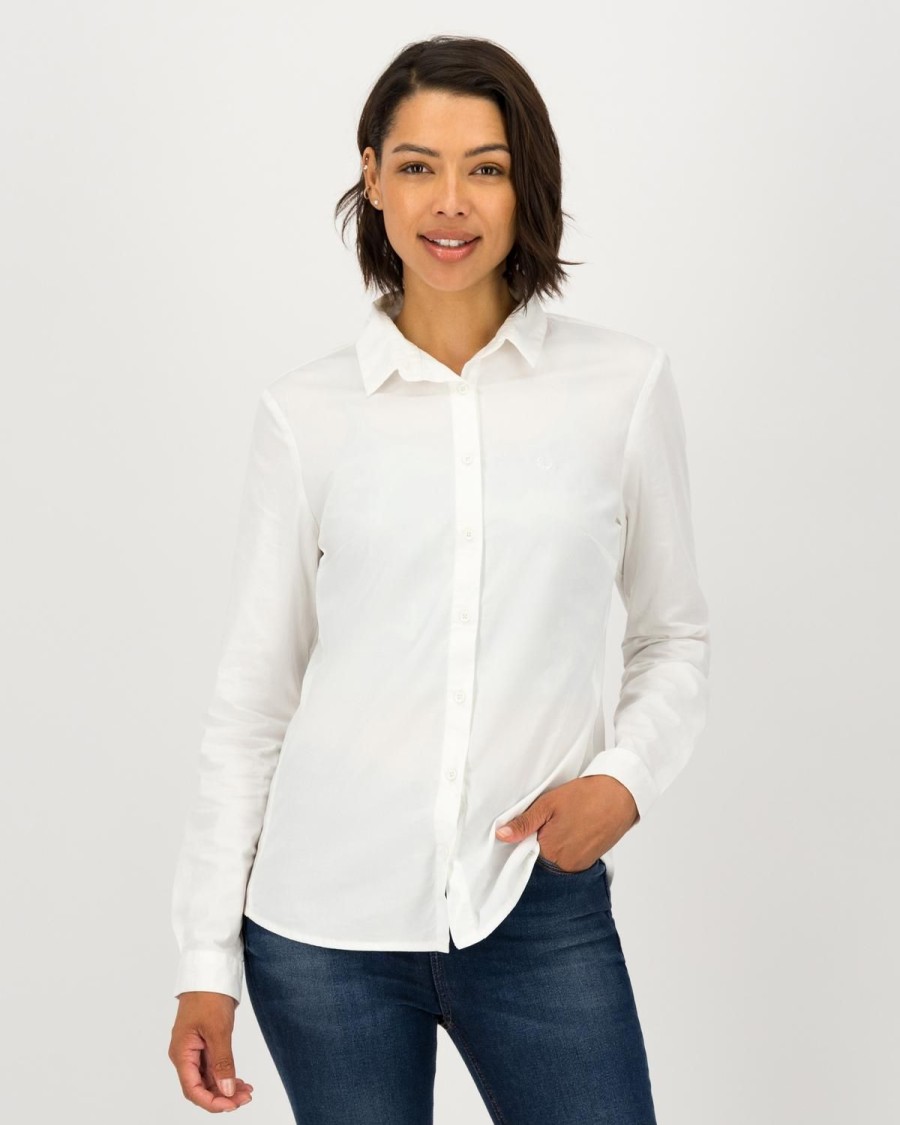 Old Khaki Shirts & Blouses | Women'S Juno Slim Fit Shirt White