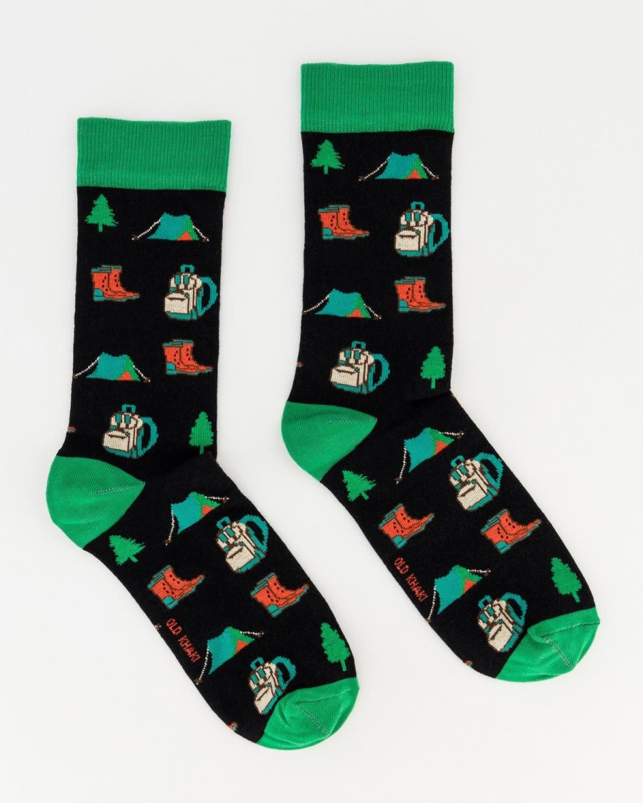 Old Khaki Socks & Underwear | Men'S Wilbur Wilderness Print Socks Black