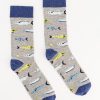Old Khaki Socks & Underwear | Men'S Tench River Fish Print Socks Light Grey