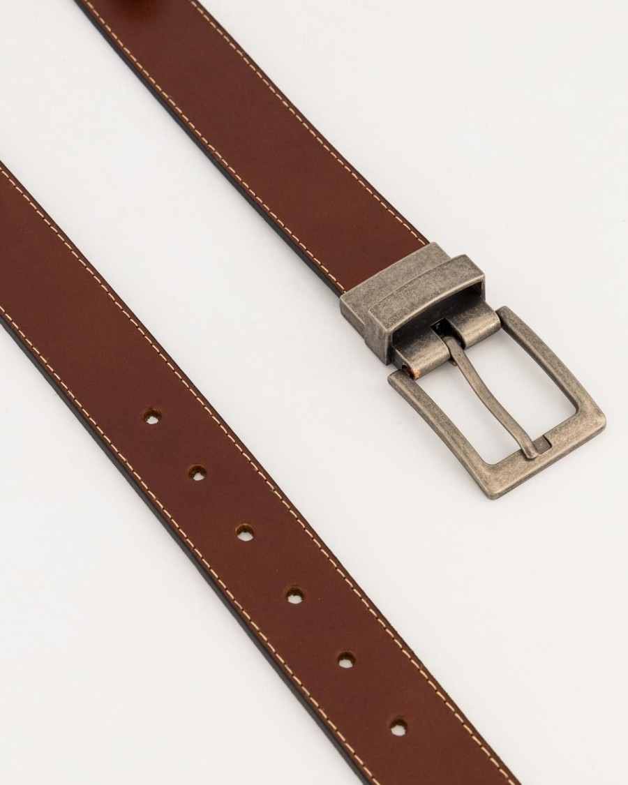 Old Khaki Belts | Men'S Joff Reversible Leather Belt Brown