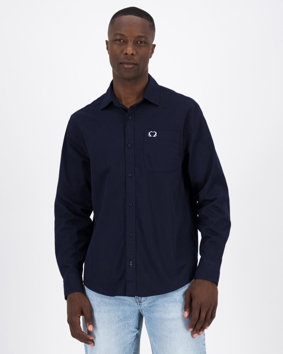 Old Khaki Shirts | Men'S Wick Brushed Twill Shirt Navy