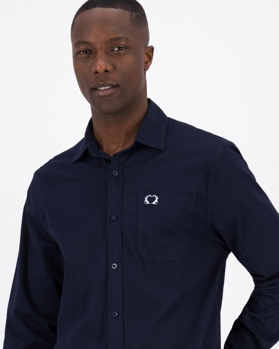 Old Khaki Shirts | Men'S Wick Brushed Twill Shirt Navy