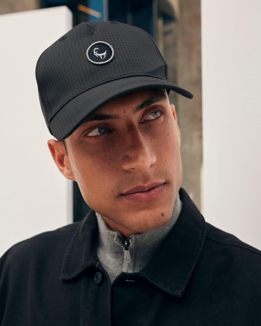 Old Khaki Headwear | Palmer Ribstop Embroidered Badge Peak Black