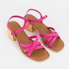 Old Khaki Wedges & Flats | Women'S Christina Leather Heel Fuchsia