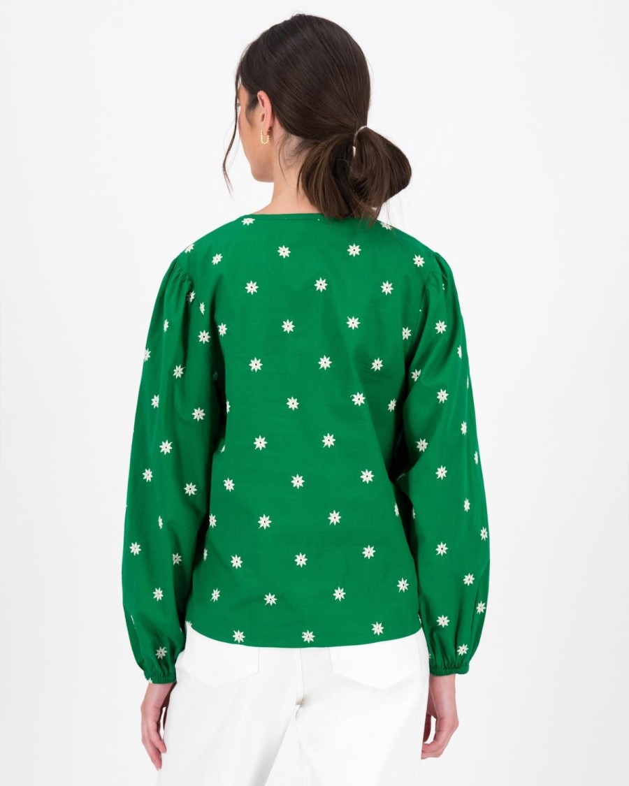 Old Khaki Shirts & Blouses | Women'S Kenya Embroidered Blouse Green