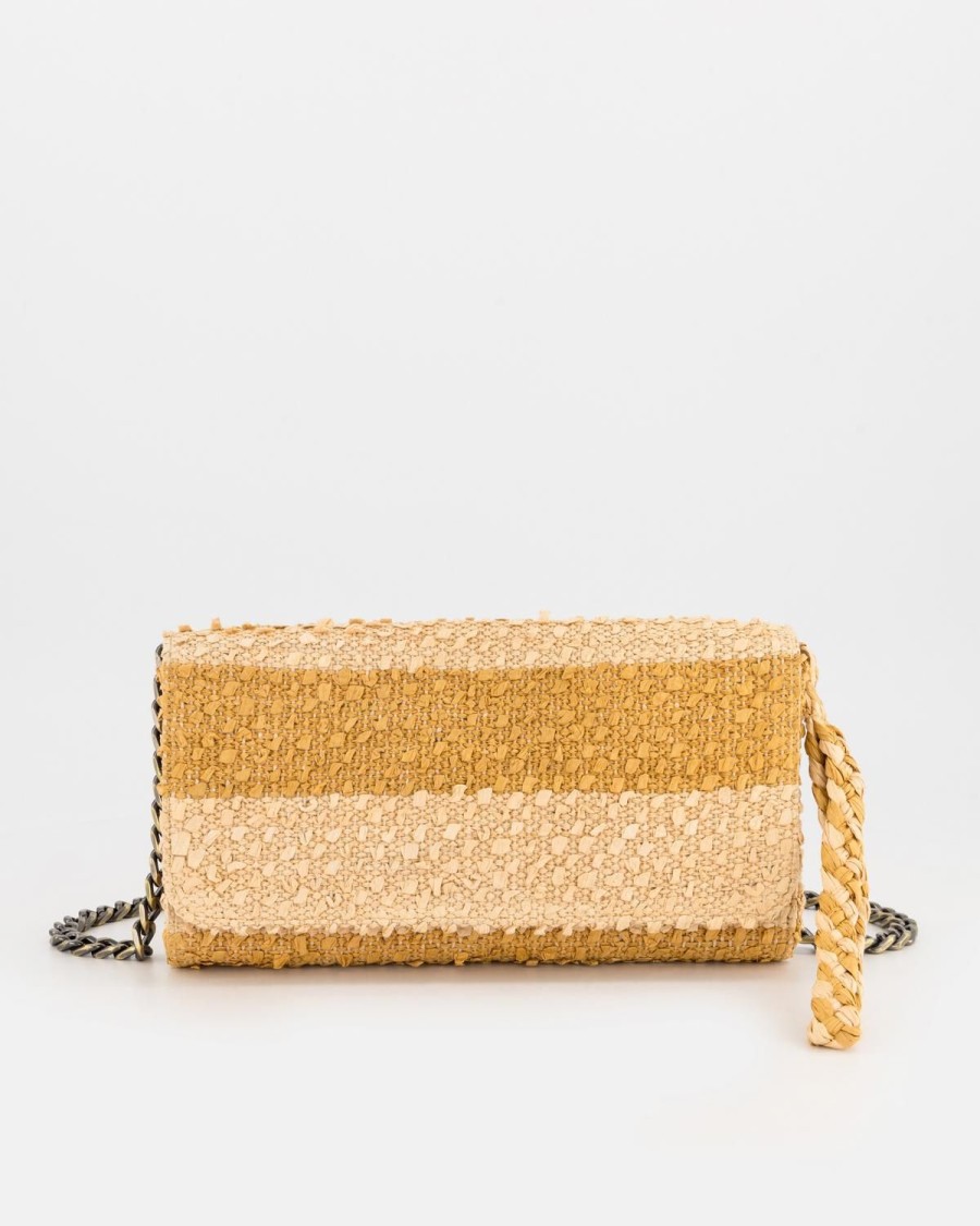 Old Khaki Bags & Purses | Women'S Taryn Straw Messenger Crossbody Bag Stone