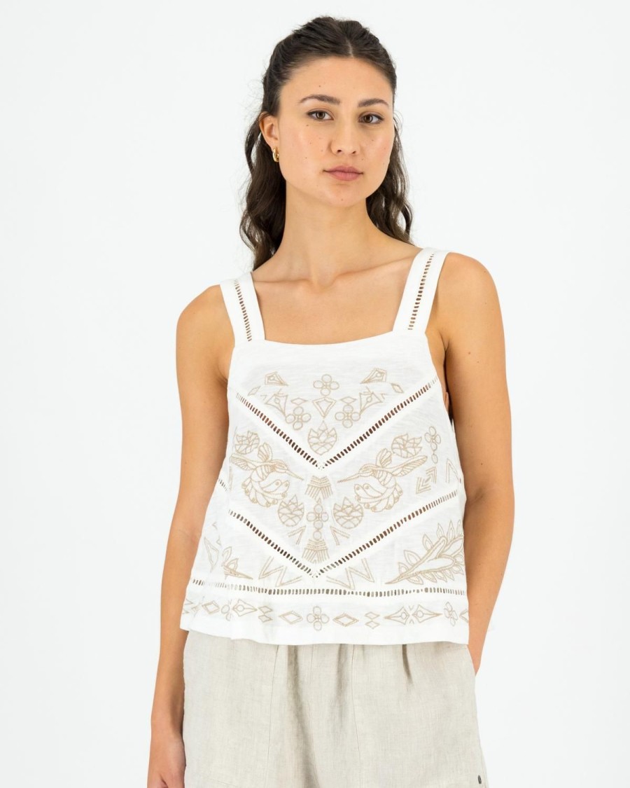 Old Khaki T-Shirts & Camis | Women'S Vada Embroidered Cami Milk