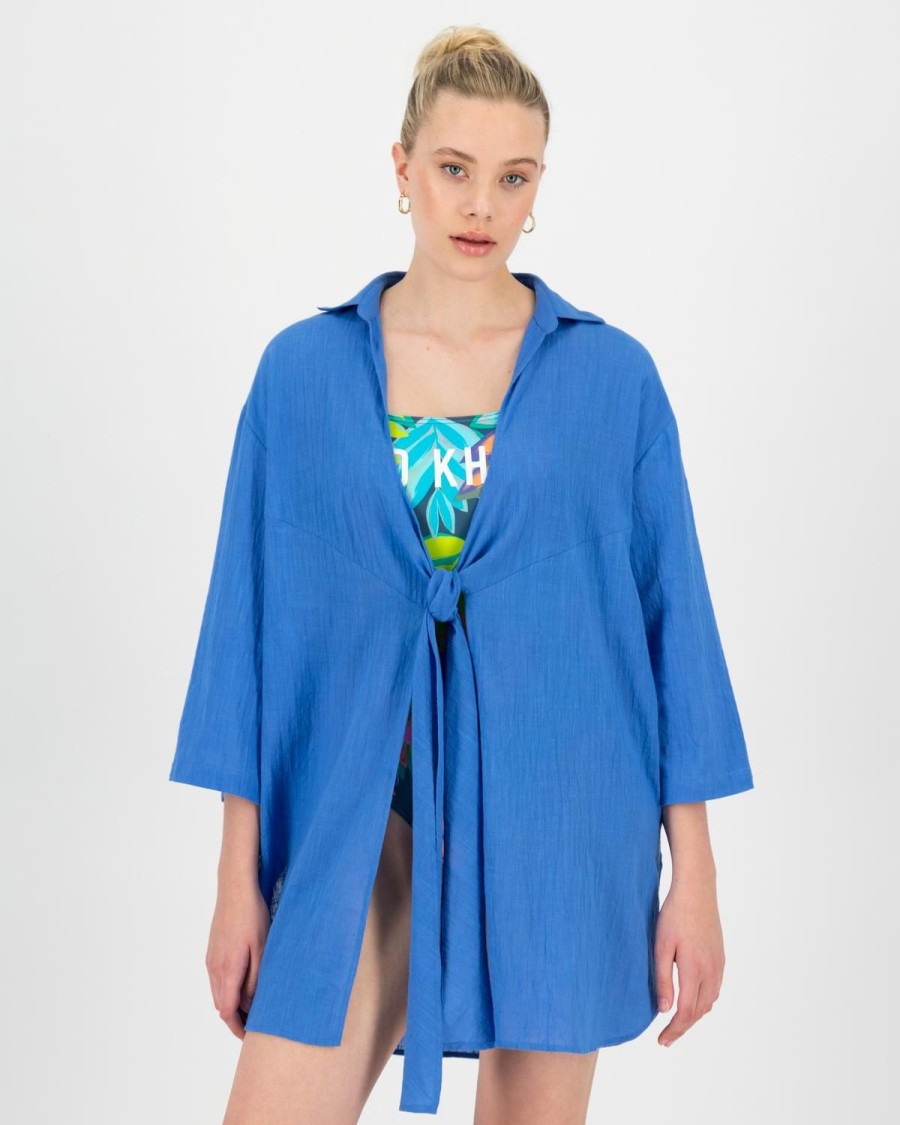 Old Khaki Scarves & Kimonos | Women'S Simmy Knot Kimono Cobalt