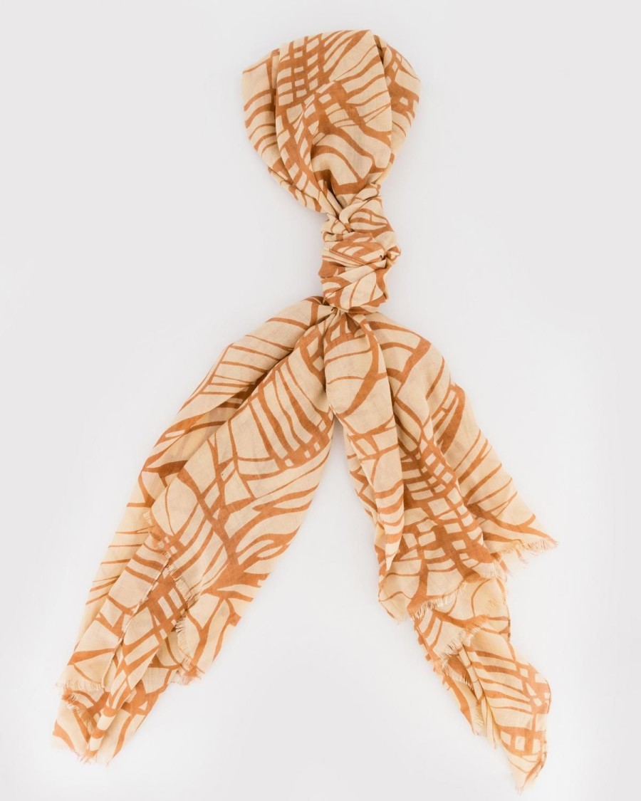 Old Khaki Scarves & Kimonos | Zania Abstract Zebra Print Scarf Stone
