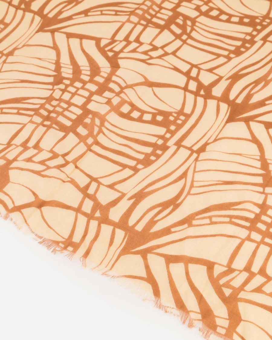 Old Khaki Scarves & Kimonos | Zania Abstract Zebra Print Scarf Stone