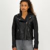 Old Khaki Jackets | Women'S Tyra Leather Biker Jacket Black