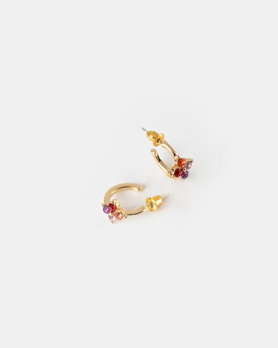 Old Khaki Jewellery | Women'S Stone Flower Hoop Earrings Coral