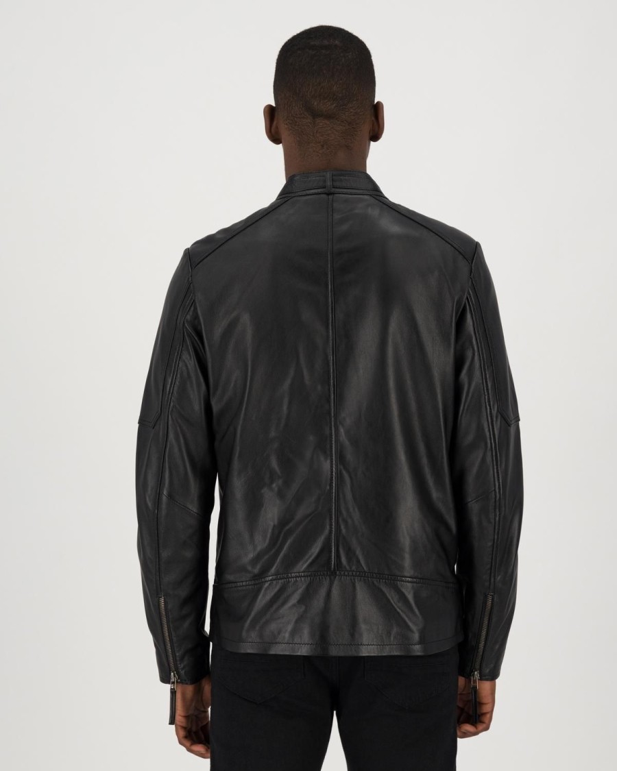 Old Khaki Jackets | Men'S Hugo Leather Jacket Black