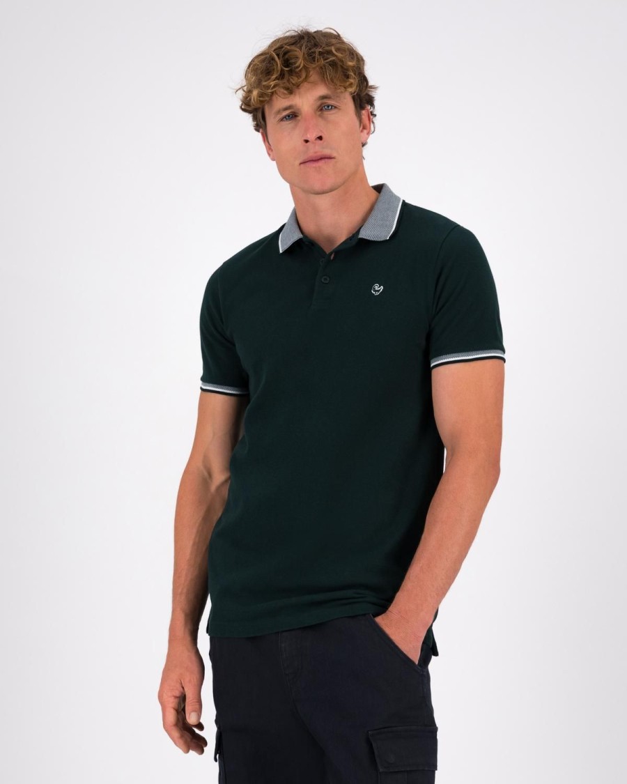 Old Khaki Golfers | Men'S Georgie Tipped Golfer Dark Green