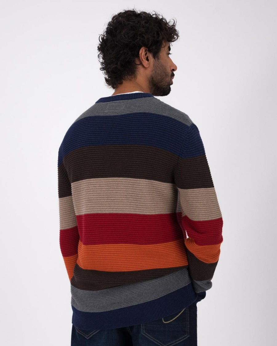 Old Khaki Knitwear | Men'S Jason Striped Crew Neck Knit Navy