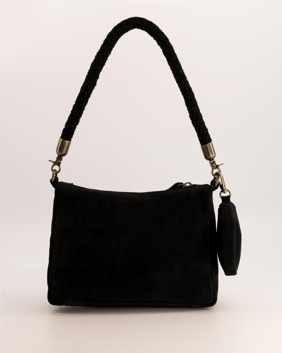 Old Khaki Bags & Purses | Women'S Reece Plaited Handle & Pouch Shoulder Bag Black