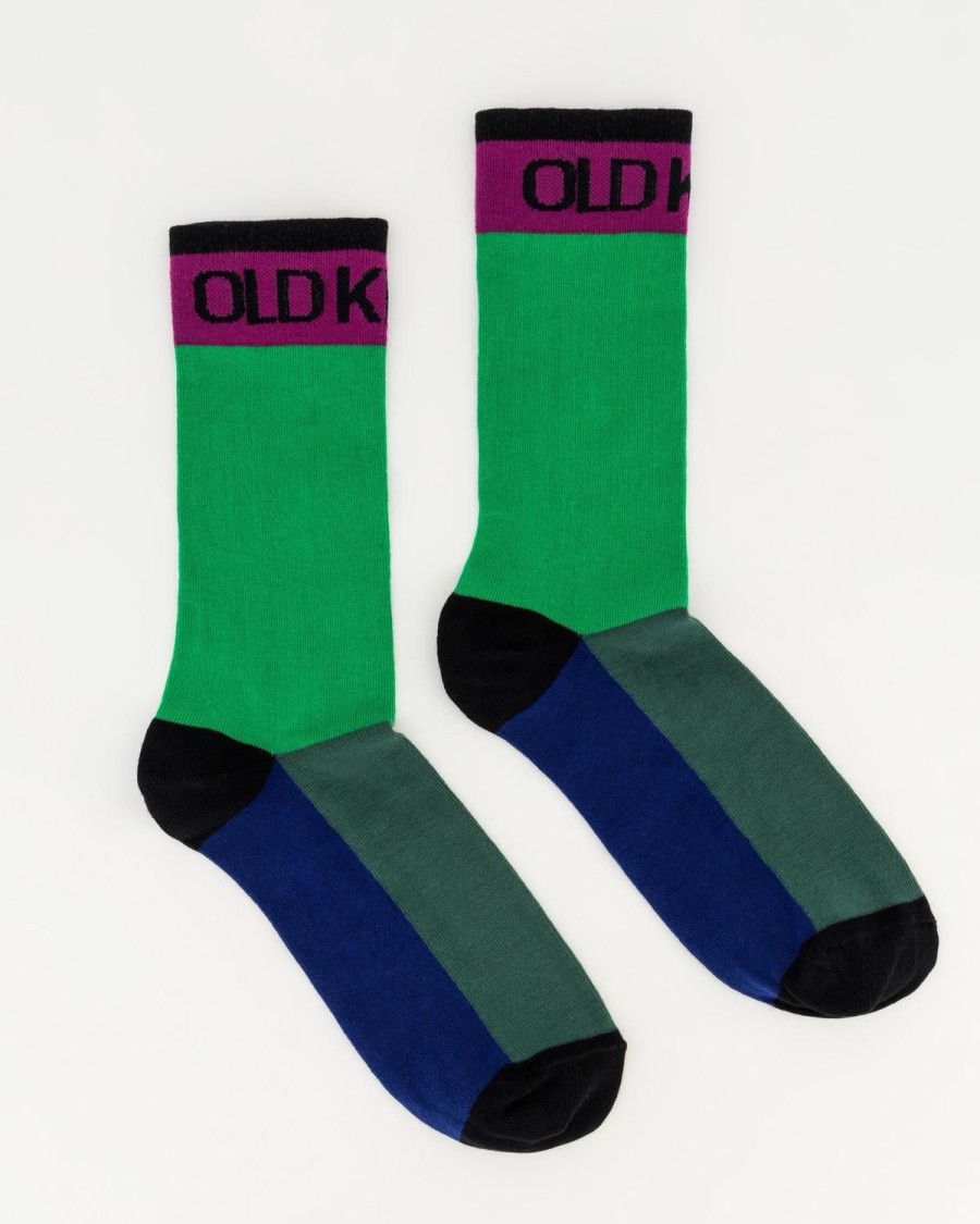 Old Khaki Socks & Underwear | Men'S Kyoto Colour-Block Socks Green