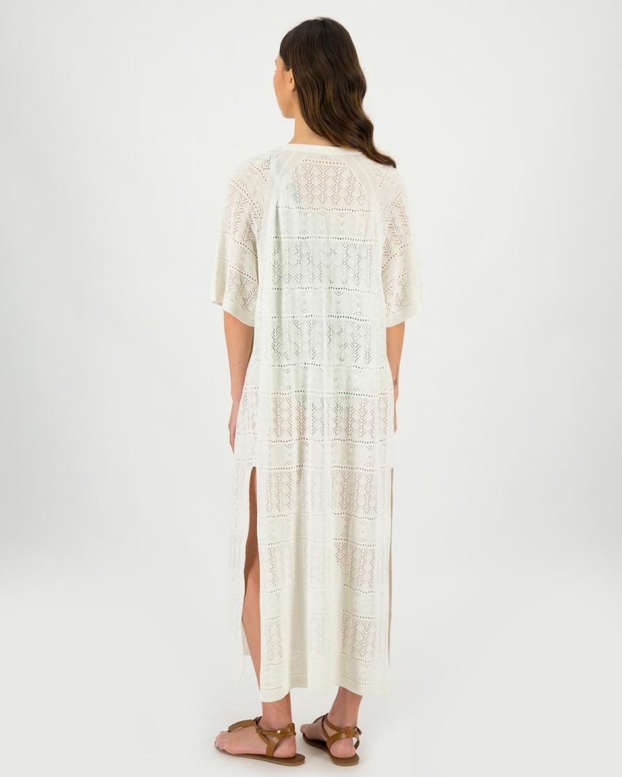 Old Khaki Scarves & Kimonos | Women'S Jahari Crochet Kimono Milk